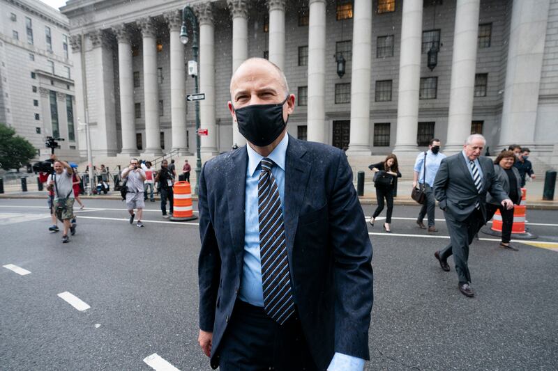 Michael Avenatti departs a scheduled sentencing at Manhattan federal court, on July 8, 2021, in New York.  AP