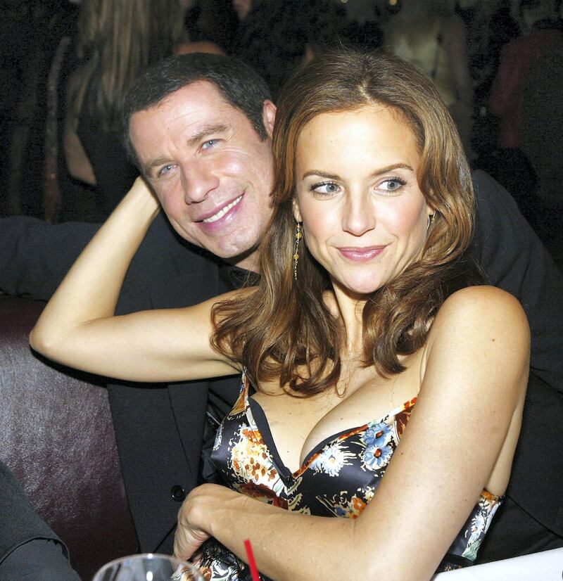 LOS ANGELES - OCTOBER 13:  Actors John Travolta and his wife Kelly Preston pose at the after-party for the premiere of Lions Gates' "Eulogy" at the Palomino Resturant on October 13, 2004 in Los Angeles, California. (Photo by Kevin Winter/Getty Images) *** Local Caption *** John Travolta;Kelly Preston