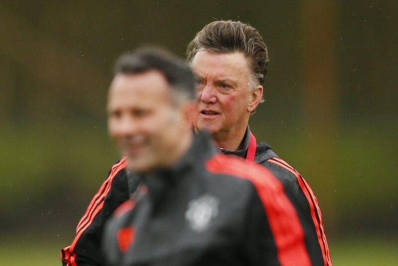 Manchester United manager Louis van Gaal and assistant manager Ryan Giggs during training. Action Images via Reuters / Jason Cairnduff