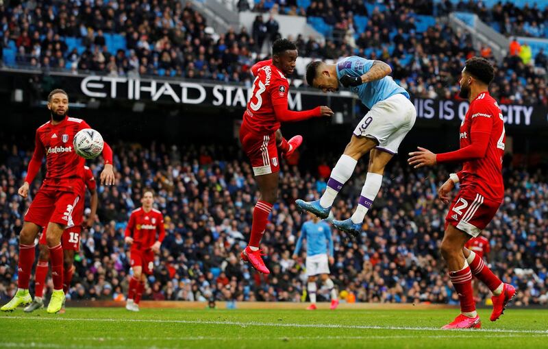 Gabriel Jesus scores Manchester City's third goal. Reuters