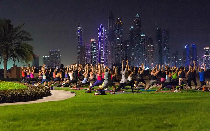 Full moon yoga classes return to Fairmont The Palm this Saturday. Courtesy Fairmont The Palm