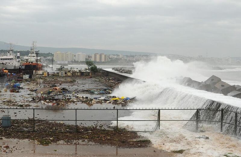 Waves crash onto the shore at a fishing harbour in Visakhapatnam district in the southern Indian state of Andhra Pradesh. Reuters/R Narendra