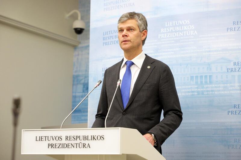 epa07999263 Director of the Lithuanian State Security Department Darius Jauniskis talks to media during a press conference in Vilnius, Lithuania, 15 November 2019, to inform the media of the proceedings related to the pardoning of the Norwegian former border guard Frode Berg who was accused of spying by Russia. Frode Berg was pardoned after almost two years in jail and extradited from Russia to the Norwegian embassy in Vilnius. Berg, who arrested in December 2017 and sentenced in April 2019 by the Moscow City Court to 14 years in prison for espionage is expected to fly back to Norway.  EPA/STRINGER