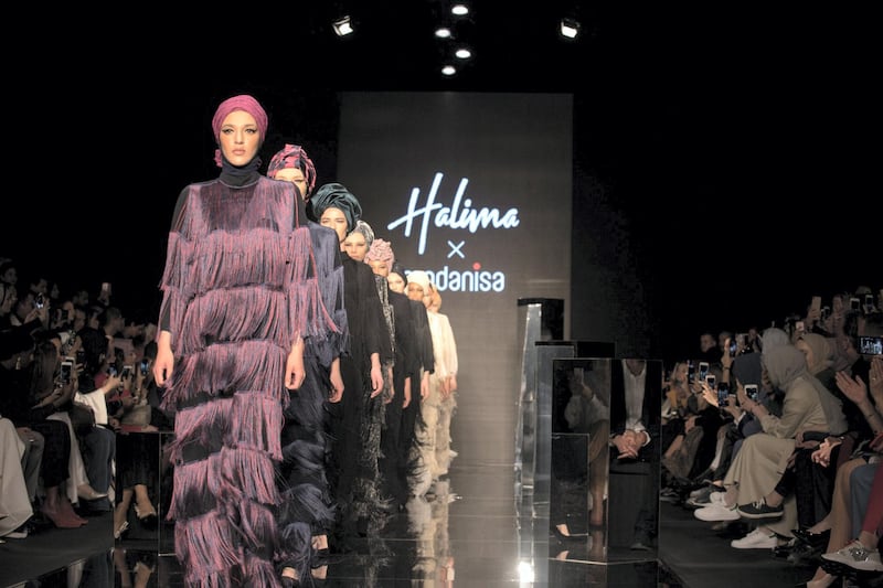 Hijabs by Halima Aden x Modanisa at Istanbul modest fashion week 