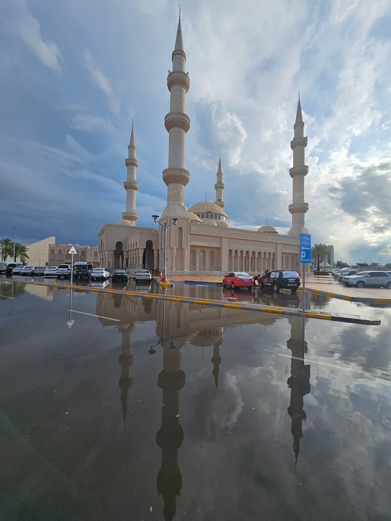 The waterlogged yard of Mary Mother of Jesus Mosque, in the capital. Nick March / The National