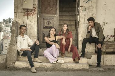 From left, Sultan Alkhail, Salma Malhas, Aysha Shahaltough and Hamzeh Okab star in ‘Jinn’. Netflix