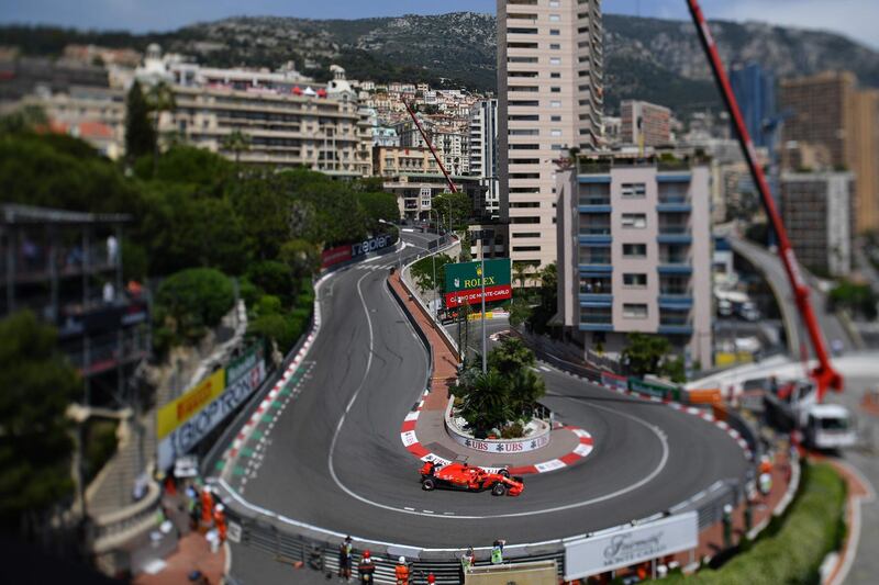 Ferrari's driver Sebastian Vettel driving during the third practice session at the Monaco street circuit in Monaco, ahead of the Monaco Formula 1 Grand Prix. Andrej Isakovic / AFP