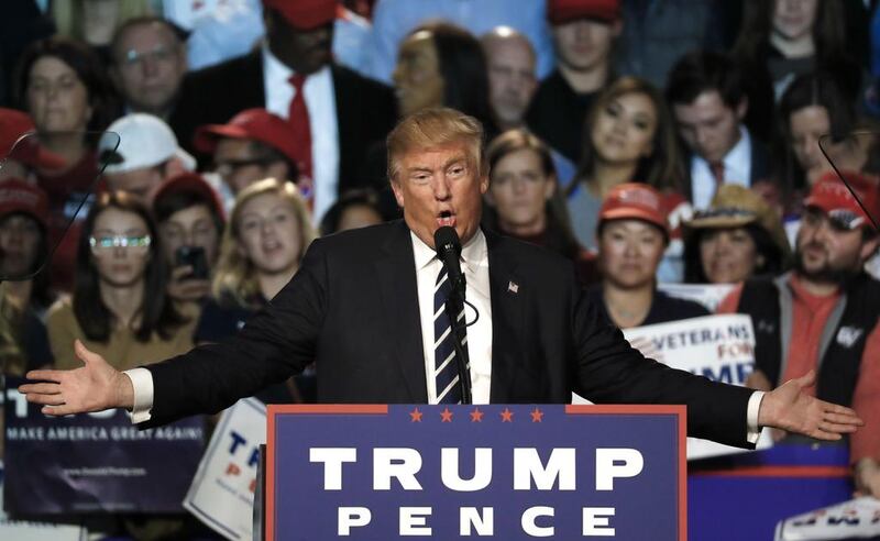 Donald Trump speaks at a campaign rally in Grand Rapids. Paul Sancya / AP Photo