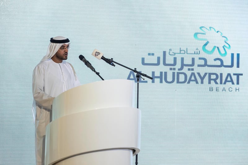 ABU DHABI, UNITED ARAB EMIRATES. 27 MAY 2018. Opening of Hudayriat beach next to Al Bateen beach.Speach by Head of UPC at Municipalities, Falah Al Ahbabi during the opening ceremony. (Photo: Antonie Robertson/The National) Journalist: Haneen Dajani. Section: National.