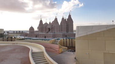 The Hindu temple in Abu Dhabi opens this week in the capital's Cultural District and welcomes all faith, cultures and nationalities. Photo: Baps Hindu Mandir Abu Dhabi