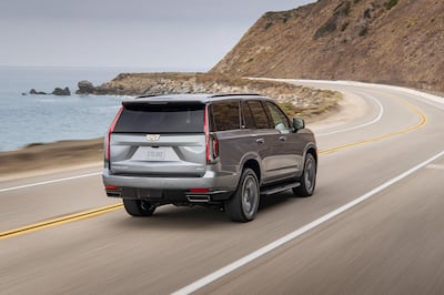 The tall, vertical, rear light signature continues on the new 2021 Escalade but adds deep three-dimensional layers and finishes with detailed etching.
