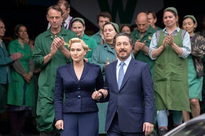 Kate Winslet and Guillaume Gallienne in a scene from The Regime. HBO via AP