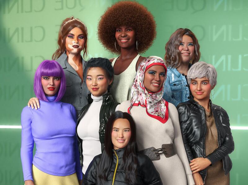Digital avatars from Clinique's diversity-friendly Metaverse More Like Us beauty campaign. Photo: Clinique