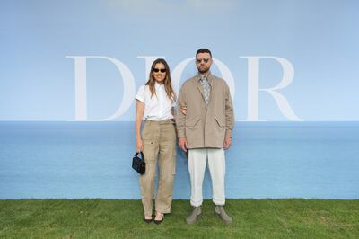 Jessica Biel and Justin Timberlake attend the Dior Homme show. Getty Images