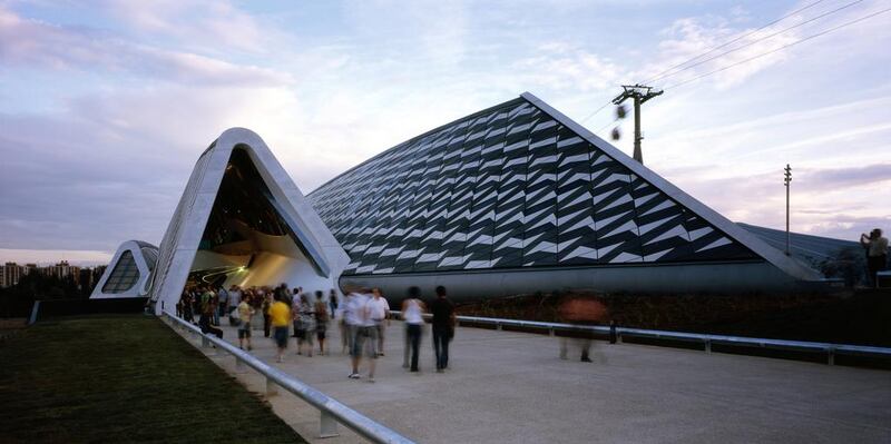 2008: The Zaragoza Bridge Pavilion at the Expo Zaragoza, in Spain designed by architect Zaha Hadid, UIG via Getty Images