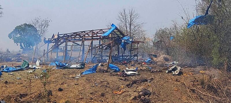 Air strikes hit Pazigyi in Myanmar's Sagaing region on Tuesday, April 11. AP