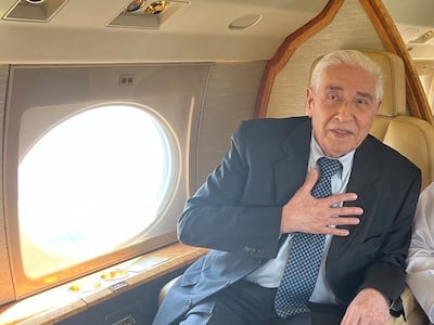 Baquer Namazi, a former American hostage in Iran, arrives in Muscat, Oman, before travelling on to Abu Dhabi for medical treatment. Photo: Perseus Strategies