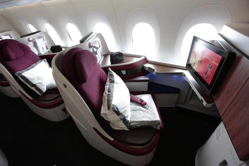 The first class cabin booths in the A380 aircraft. Jason Alden / Bloomberg
