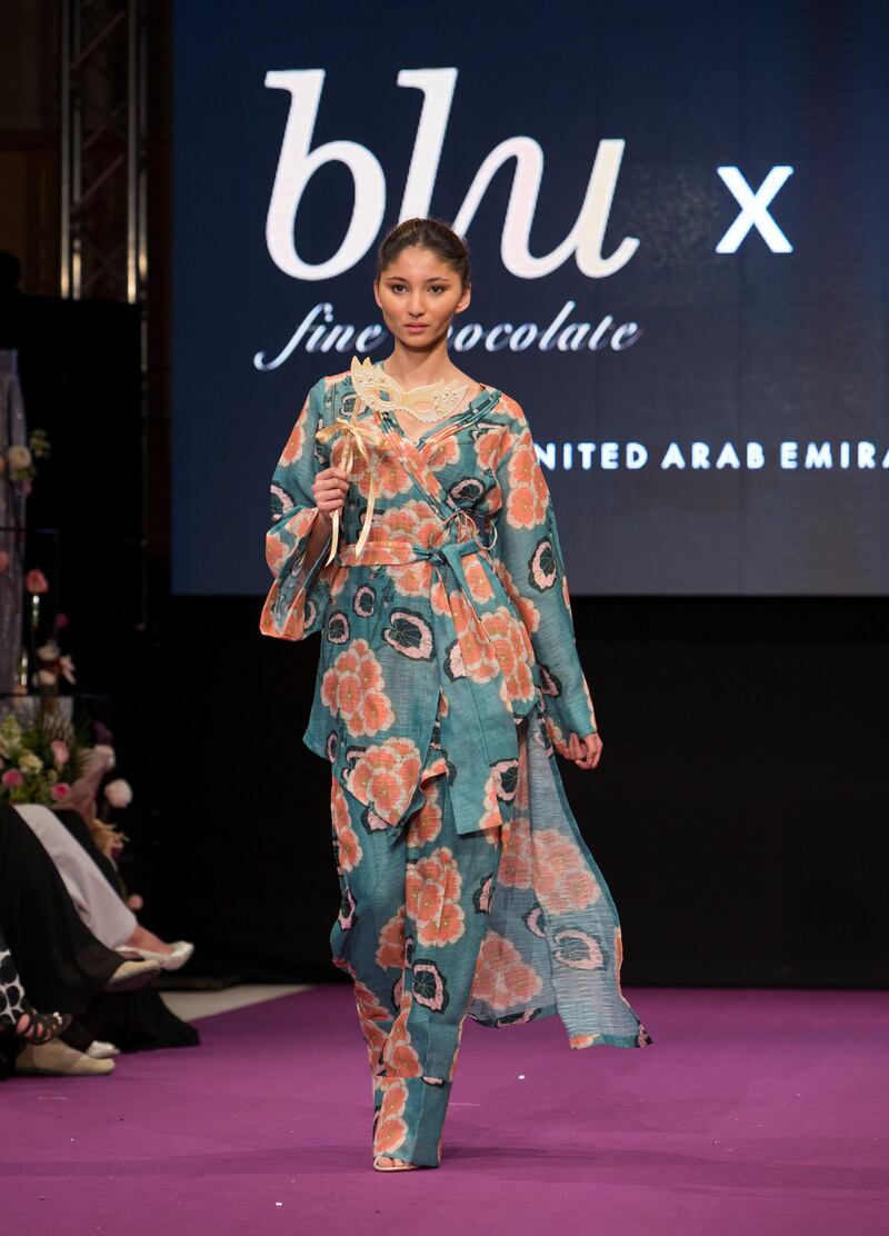 DUBAI, UNITED ARAB EMIRATES -Blue Chocolate presents Dulce by Safiya at the second day of Dubai Modest Fashion Show at Emerald Palace Kempinski, Dubai.  Leslie Pableo for The National for Hafsa Lodi's story