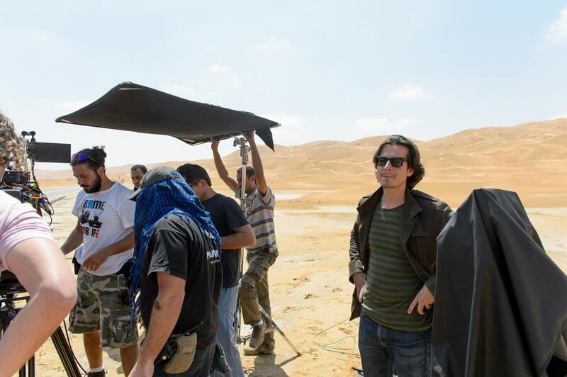 Ali F Mostafa on set. From A to B, is a comedy drama that follows three childhood friends on a road trip from Abu Dhabi to Beirut to honour the death of their best friend five years earlier. Courtesy Jonathan Gibbons 