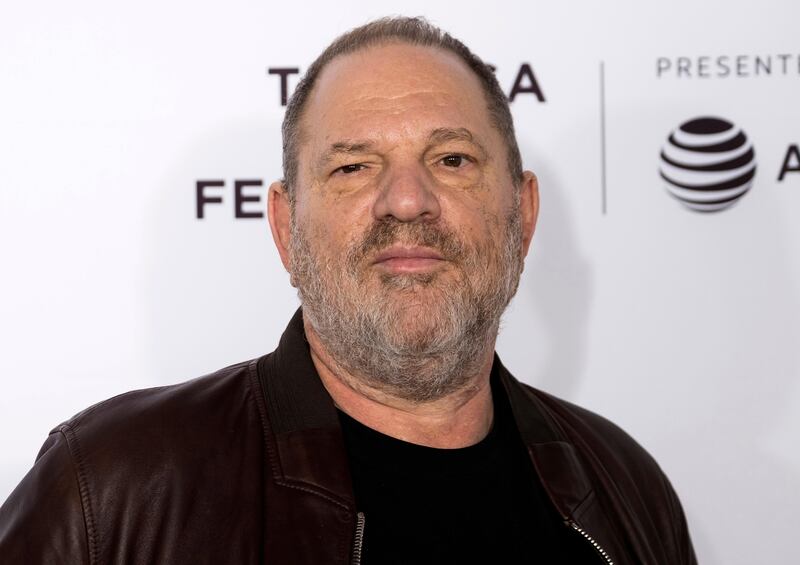 FILE - In this April 28, 2017 file photo, Harvey Weinstein attends the "Reservoir Dogs" 25th anniversary screening during the 2017 Tribeca Film Festival in New York.  Attorney Lisa Bloom says she is no longer representing Weinstein as he confronts sexual harassment allegations. Bloom posted Saturday, Oct. 7,  2017, on Twitter that she has resigned as an adviser to Weinstein. She added that he and his board of directors are, quote, "moving toward an agreement. (Photo by Charles Sykes/Invision/AP, File)