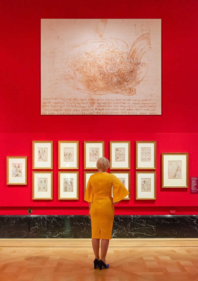 A Royal Collection Trust member of staff in the exhibition Leonardo da Vinci: A Life in Drawing at The Queen's Gallery, Buckingham Palace.
<br/>
<br/>Credit: Royal Collection Trust / (c) Her Majesty Queen Elizabeth II 2019. 
<br/>
<br/>For single use only in relation to Leonardo da Vinci: A Life in Drawing at The Queen's Gallery, Buckingham Palace, 24 May - October 2019. Not to be archived or passed on to third parties. 
