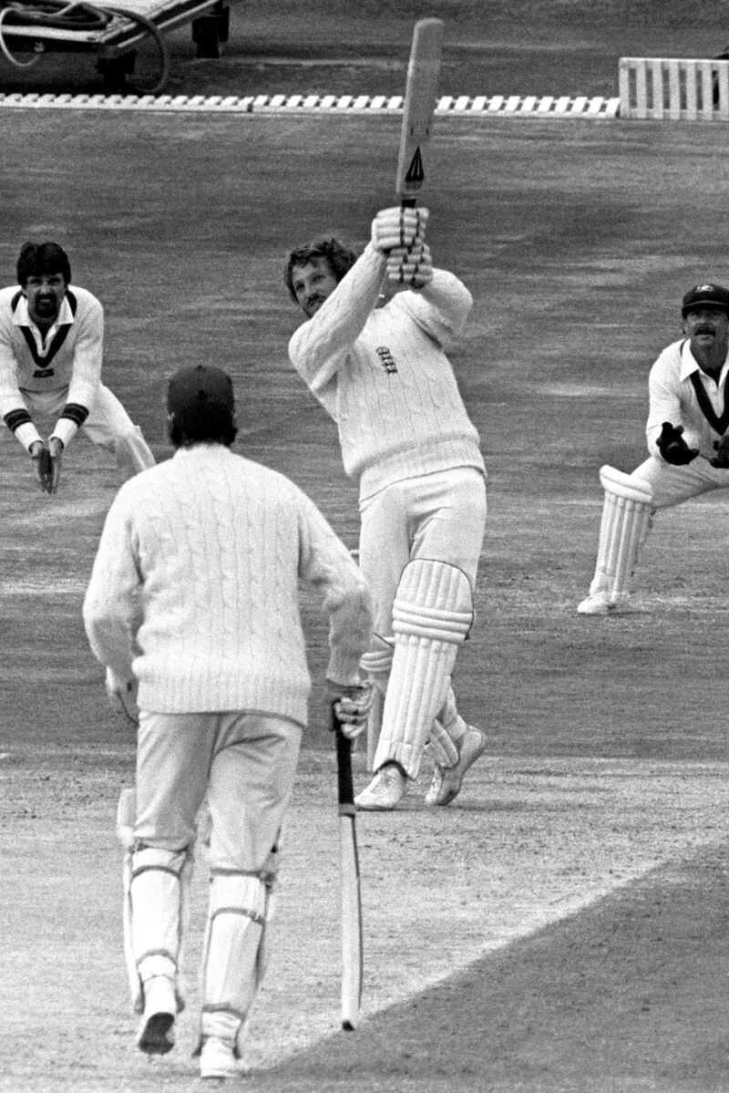 England's Ian Botham hits out against the Australian pace attack at Headingley during the forth day's play of the third Cornhill Test.