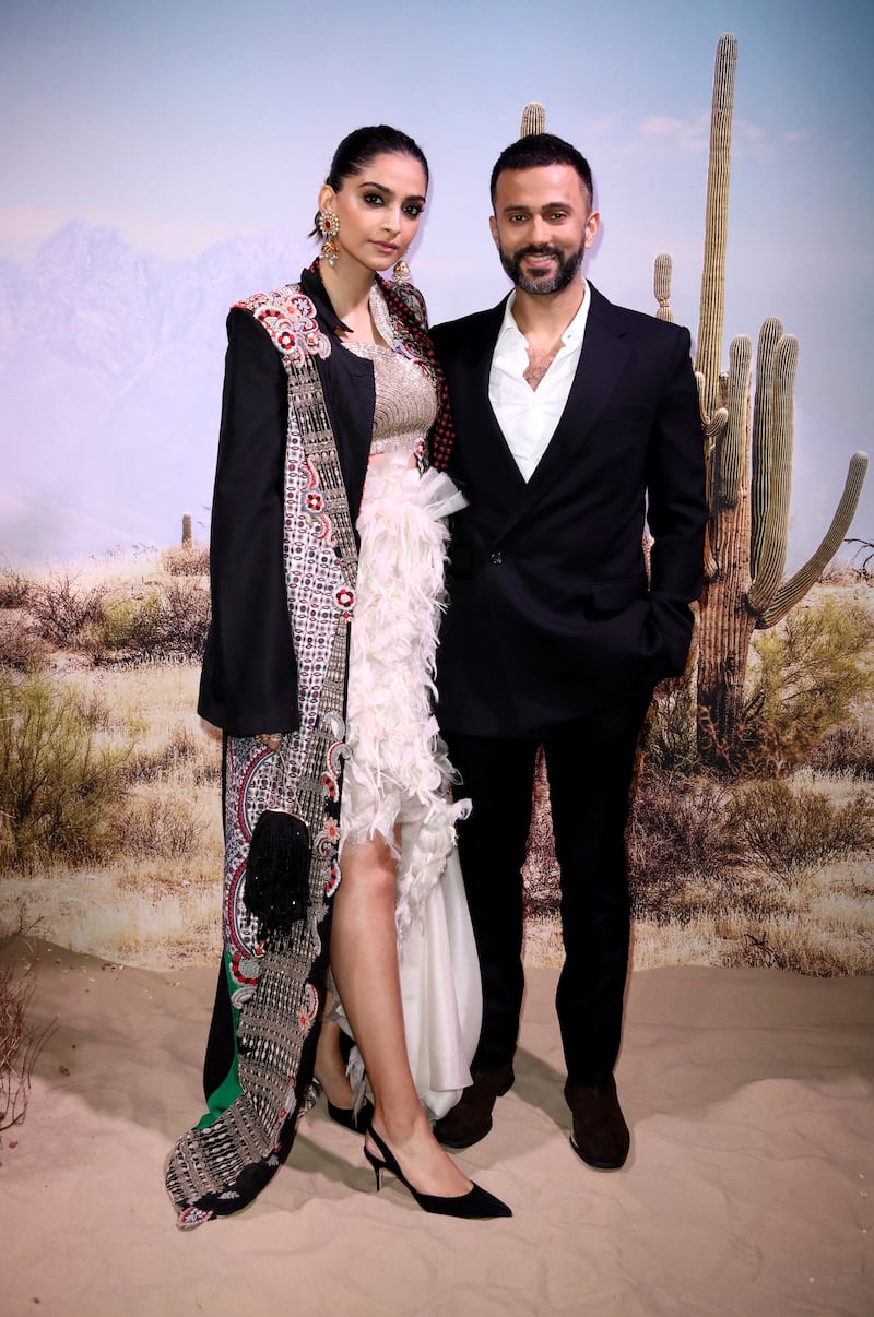 Sonam Kapoor Ahuja and Anand Ahuja attend the gala dinner in honour of Stella McCartney, the winner of the Global Voices Award for 2018 in Oxfordshire, England. Getty Images