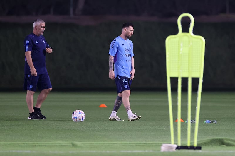 Lionel Messi trains alone from the main squad. Getty