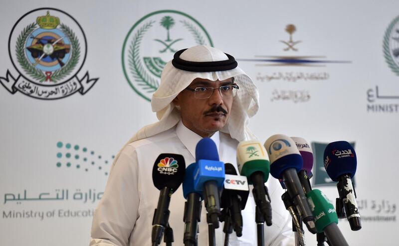 Mohammed Alabed Alali, Saudi Arabia's health ministry spokesman, addresses reporters during a press briefing about coronavirus, in the capital Riyadh.  AFP