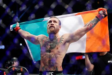 Conor McGregor celebrates after defeating Donald "Cowboy" Cerrone during UFC 246 on January 18, 2020, in Las Vegas. AP