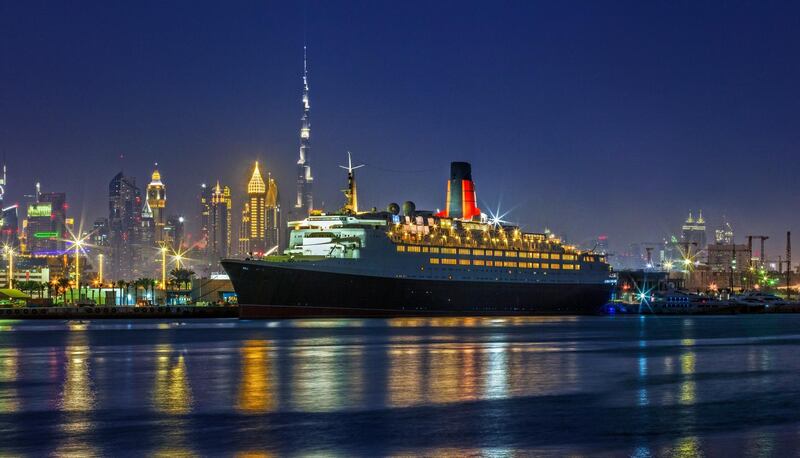 The 'QE2' is docked permanently at Dubai’s Mina Rashid. Courtesy QE2