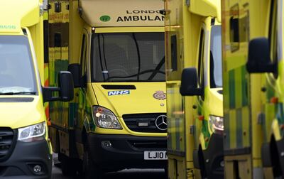 Ambulances outside a London hospital run by the NHS, which is coming under pressure to ditch contracts it holds with Russia's Gazprom. EPA