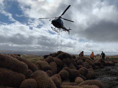 Airlift coir logs at Oughtershaw. Jenny Sharman