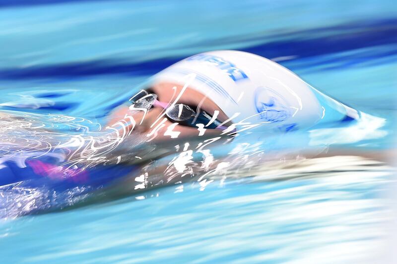 Misato Sutou competes during the women's 200m backstroke heats on day six of the Japan Swim at the Tokyo Tatsumi International Swimming Center. Getty Images