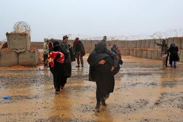 Syrian civilians inside Al Rukban camp. AFP