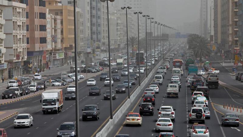 Traffic on Al Ittihad road in Sharjah. Jeff Topping / The National