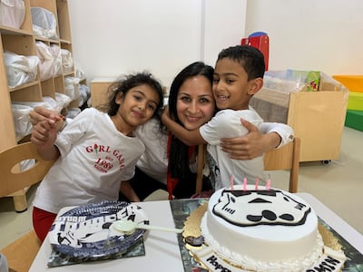 Leena Kapil, the first Dr Shefali Tsabary-certified Conscious Parent Coach in the UAE, with her children Ivana and Armin