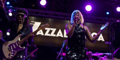 Nile Rodgers and Chic, featuring singer Kimberly Davis, headlined the opening day of this year's Jazzablanca Festival. Photo: Sife El Amine