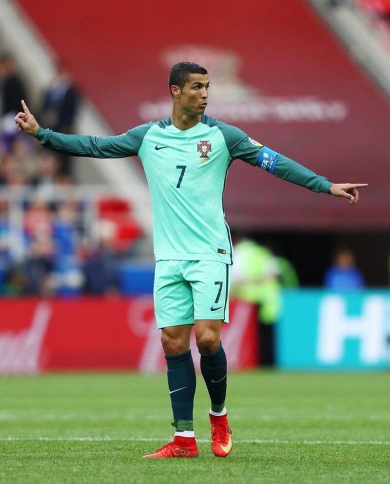 Cristiano Ronaldo of Portugal reacts during the FIFA Confederations Cup Russia 2017 Group A match between Russia and Portugal at Spartak Stadium on June 21, 2017 in Moscow, Russia. Getty Images