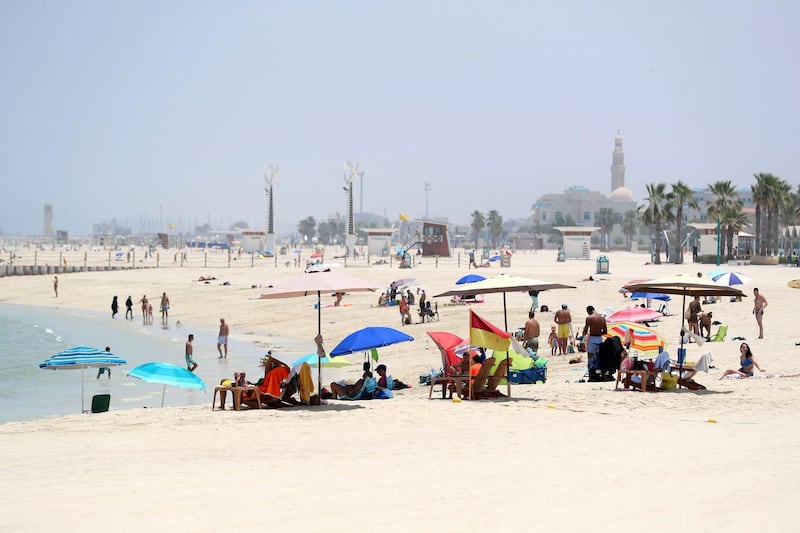 Dubai, United Arab Emirates - Reporter: N/A: News. A public beach in Jumeriah as beaches in Dubai re open. Friday, May 29th, 2020. Dubai. Chris Whiteoak / The National