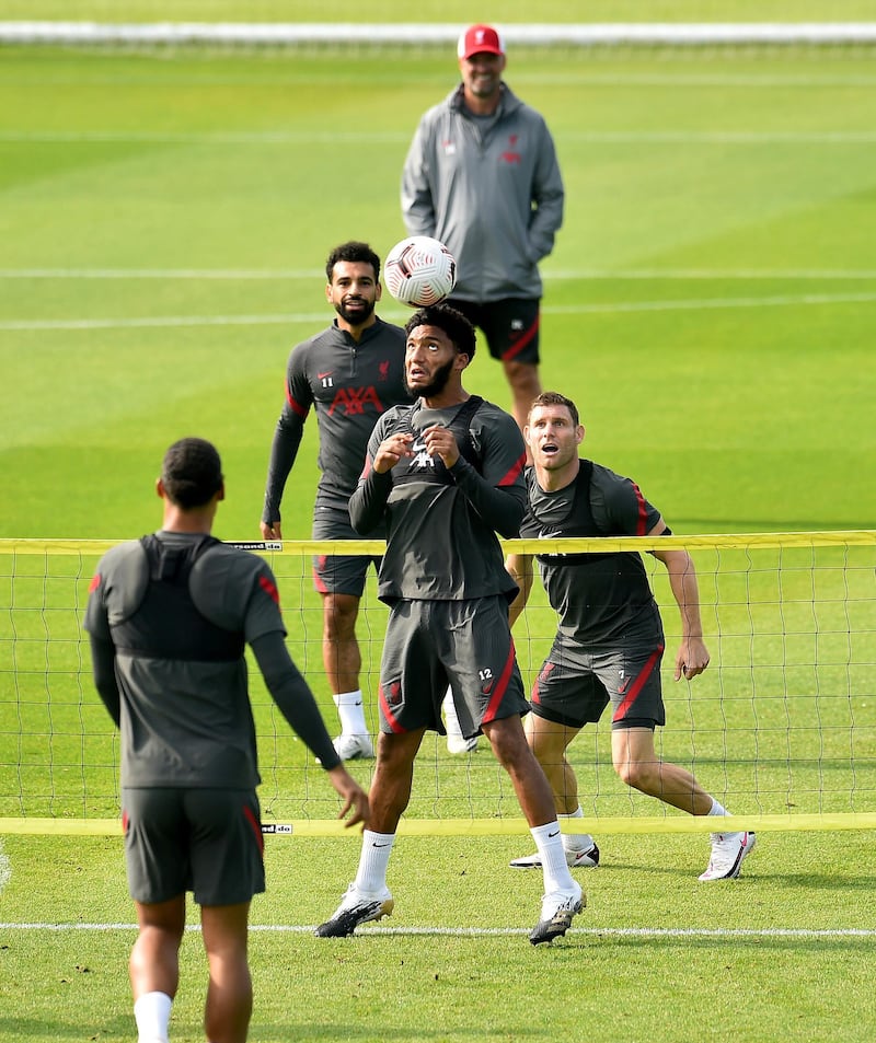 LIVERPOOL, ENGLAND - SEPTEMBER 16: (THE SUN OUT, THE SUN ON SUNDAY OUT) Joe Gomez of Liverpool during a training session at Melwood Training Ground on September 16, 2020 in Liverpool, England. (Photo by Andrew Powell/Liverpool FC via Getty Images)
