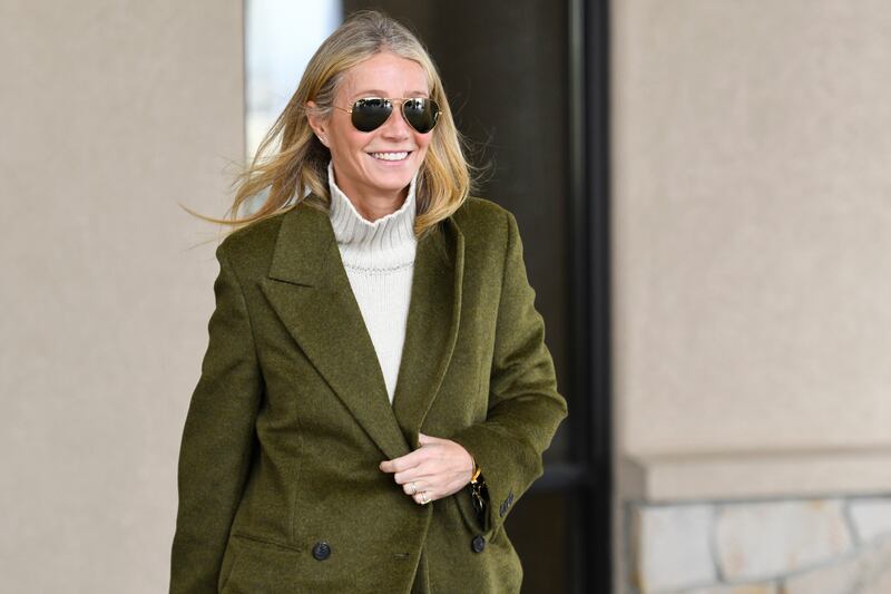 The actress outside the courtroom after the first day of testimony. AP