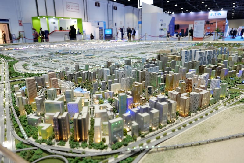 Model of the Dubai Aviation Engineering Projects at the Dubai Airport show held at Dubai World Trade Centre in Dubai on May 26,2021. Pawan Singh / The National. Story by Kelly