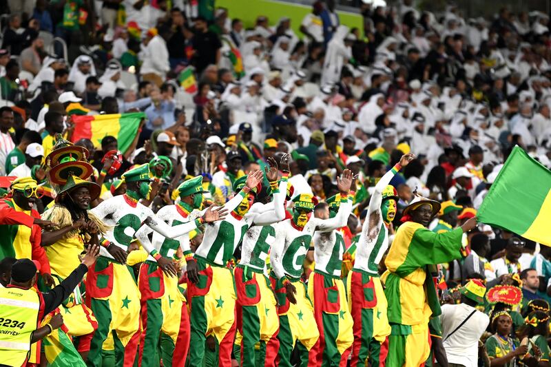 The vocal Senegal fans at Al Thumama Stadium. Getty Images