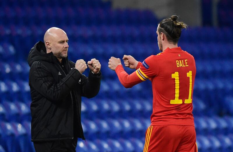 Gareth Bale with Wales caretaker manager Robert Page. Reuters