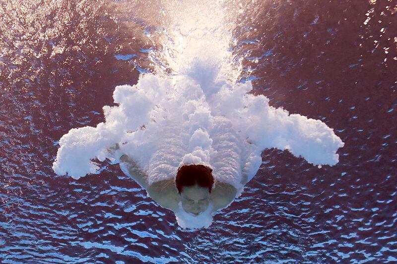 Yuxi Chen of China competes in the Women's 10m Platform semi-final on day one of the Budapest 2022 Fina World Championships in Hungary, on June 26. Getty Images