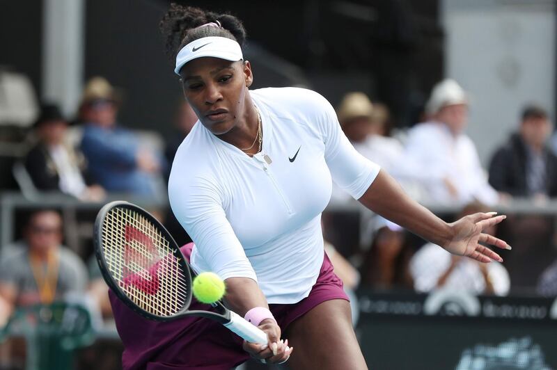 Serena Williams plays a volley during her first round match against Camila Giorgi on Day Two of the 2020 Auckland Classic. AFP