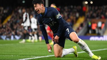 A frustrated Son Heung-min during Tottenham Hotspur's Premier League defeat at Fulham before the international break. Getty Images