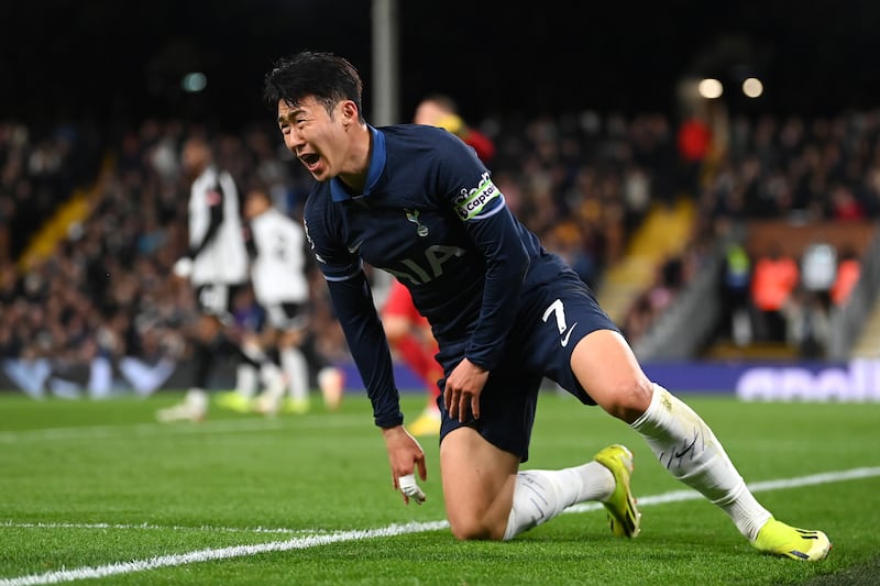 A frustrated Son Heung-min during Tottenham Hotspur's Premier League defeat at Fulham before the international break. Getty Images